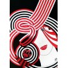 Tableau visage femme abstrait rouge & noir moderne - Snotra