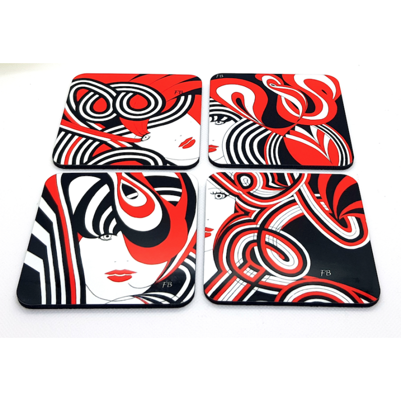 4 sous-verres colorés Mix1