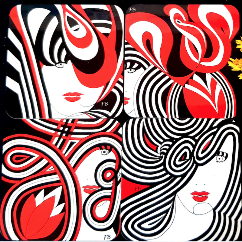 4 sous-verres colorés Mix6