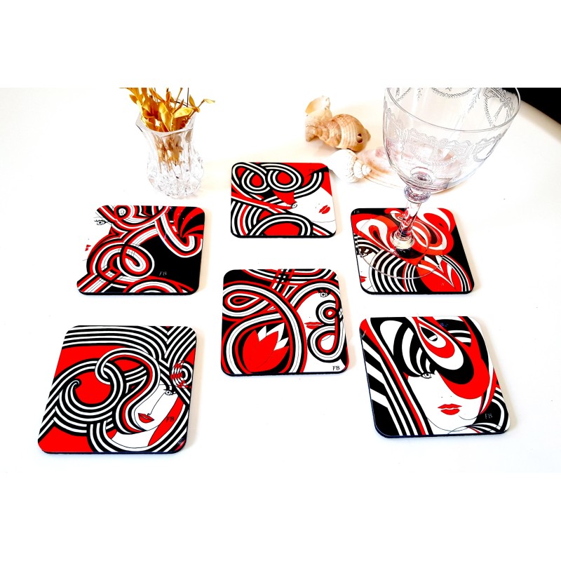 6 sous-verres colorés Mix7