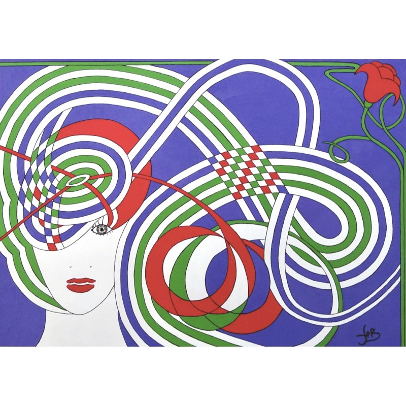 Tableau moderne coloré abstrait visage femme - Dana