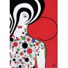 Tableau design art abstrait rouge & noir visage femme - Aurore