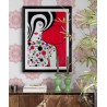 Tableau design art abstrait rouge & noir visage femme - Aurore