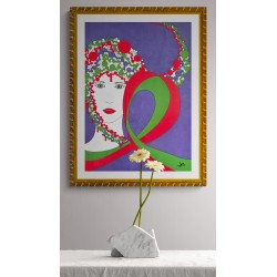 Tableau art abstrait coloré design visage femme - Héméra