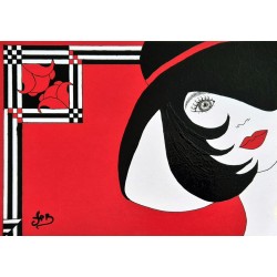 Visage au chapeau noir
