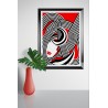 Tableau design rouge & noir visage femme abstrait - Aura