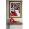 Tableau art abstrait rouge & noir visage femme - Eos