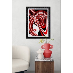Tableau design visage femme abstrait rouge & noir - Idunn
