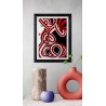 Tableau design rouge & noir visage femme abstrait - Naïade