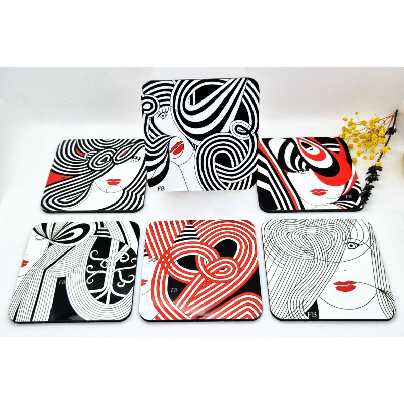 6 sous-verres colorés Mix4