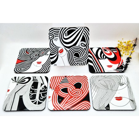 6 sous-verres colorés Mix4