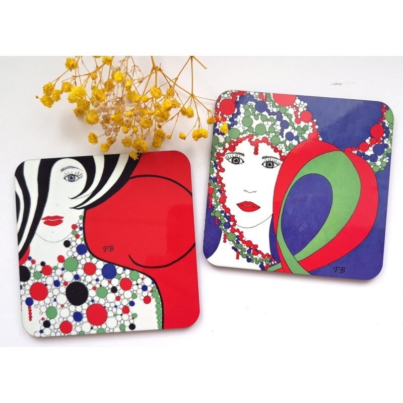Lot 2 sous-verres colorés Mix4