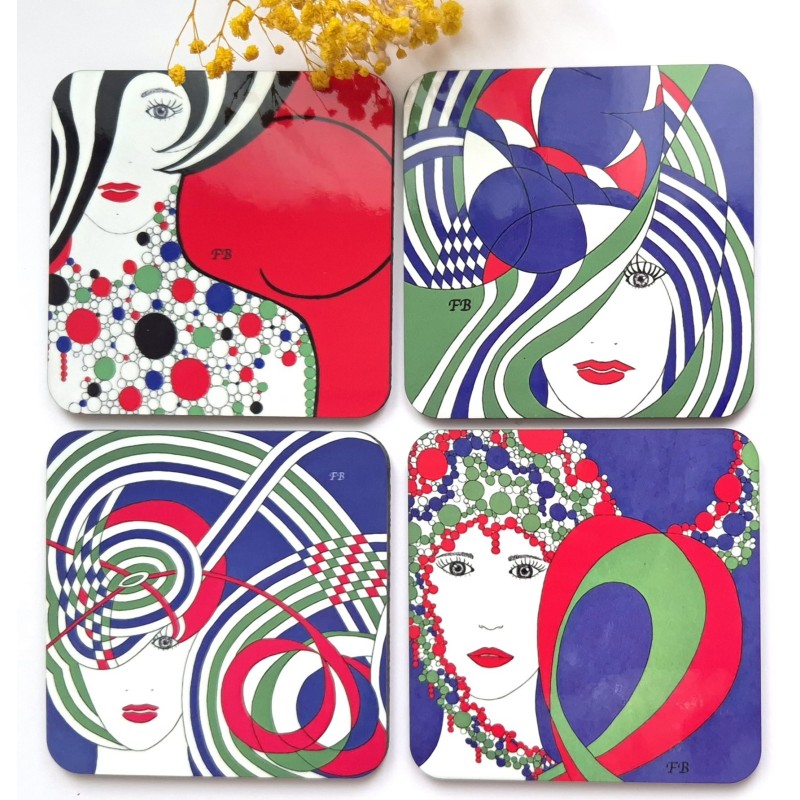 4 sous-verres colorés Mix8