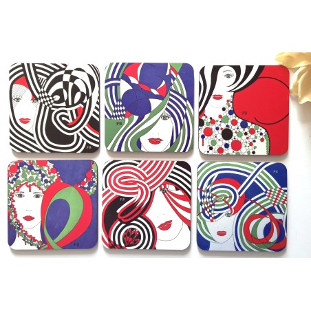 6 sous-verres colorés Mix 10