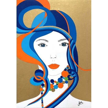 Tableau contemporain coloré visage femme "Euphoria"