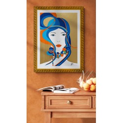 Tableau contemporain coloré visage femme "Euphoria"