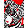 Tableau design rouge & noir visage femme abstrait - Aura