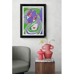 Tableau abstrait design coloré visage femme - Flora